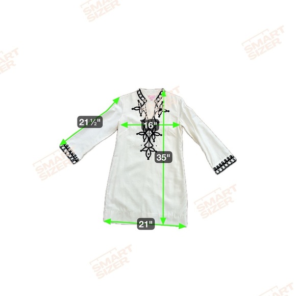 Lilly Pulitzer Ivory Tunic Dress 8 Black Embroidered Boho Mod Shift Classic - Picture 6 of 6